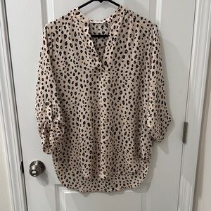 Lush Beige and Black Leopard Print Blouse